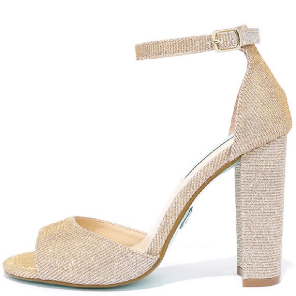 Betsy Johnson Sparkle Strappy Gold Heels size 8